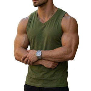 Débardeur de sport pour homme à col en V, personnalisable avec logo, sans manches, pour la gym, le fitness, le sport et le streetwear – Prix de gros - Product Image 3