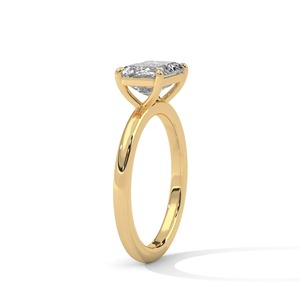 Anillo solitario de oro amarillo de 14 quilates con diamante cultivado en laboratorio de corte esmeralda de 1.70 quilates, anillo de compromiso clásico minimalista para mujer - Product Image 2