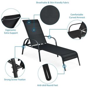 Set di 2 Sedie da Esterno con Braccioli Reclinabili Regolabili, Chaise Longue in Tessuto per un Comodo Relax - Product Image 4