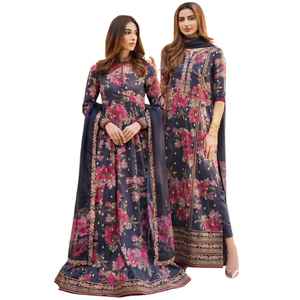 Nuevo Salwar Kameez de Diseño para Fiesta, Estilo Pakistaní, para Mujer, Diseño Tradicional, Maxi de Georgette y Seda, Largo hasta el Suelo, Corte Holgado - Product Image 1