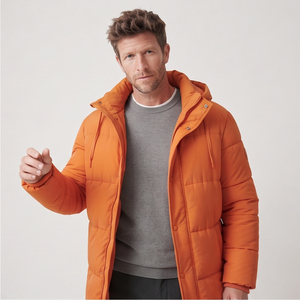 Vestes longues matelassées à capuche pour homme – Manteaux d'hiver décontractés et tendance pour l'extérieur – Vestes longues boutonnées et zippées pour homme - Product Image 4