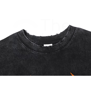 Camiseta de algodón negra oversize para hombre, manga corta, diseño vintage de batería, cuello redondo, ajuste tipo jersey - Product Image 6