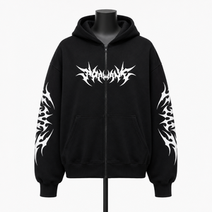 Sudadera con Capucha Negra Personalizada con Cierre, Estilo Urbano, 100% Algodón Felpa, Unisex, Invierno, Fabricante, Venta al Por Mayor, OEM, ODM - Product Image 1