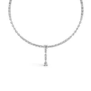 สร้อยคอเพชรเทียม Reign Lab Grown Diamond แบบ Tennis พร้อมจี้ ประดับด้วยทองคำขาว 18K และเพชร 67 เม็ด สำหรับผู้หญิงในโอกาสหมั้นและงานแต่งงาน - Product Image 5