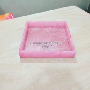 ถาดเสิร์ฟเรซินอีพ็อกซี่สี่เหลี่ยมผืนผ้าแฮนด์เมดถาดครัวแบบใช้แล้วทิ้งสีชมพูทองที่น่าสนใจดีไซน์ล่าสุดสำหรับใช้ในครัวเรือน - Product Image 4
