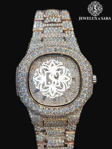 Premium Quality Luxurious Antique Green Sapphire Dial <b>Automatic</b> Movement VVS Moissanite Diamond Watch Available for Best Price - Product Image 3