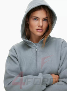 Sudadera con Capucha y Cremallera para Mujer, Corte Estructurado, 460 GSM, Felpa de Algodón, Estilo Urbano Premium, Fabricante OEM de Marca Privada - Product Image 5