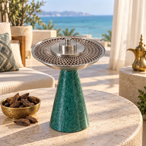 <b>Mother</b> of Pearl Inlay Bakhoor Burner with Metal Lattice Tray | Arabian Oud Incense Holder for Luxury Home Hotel Majlis DecorGift - Product Image 2