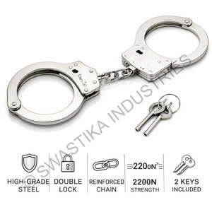<b>Security</b> Department Silver Colour Double Locking System Chain Other Handcuffs Polished Restraint <b>Equipment</b> Phoenix Manufacturer - Product Image 2