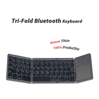 Teclado Bluetooth Triple Plegable IFacemall con Panel Táctil de Alta Sensibilidad, Teclado Portátil Ligero para Sistemas Android, iOS y Windows