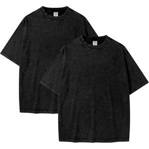 Camisetas de algodón lavado con ácido Vintage de gran tamaño para hombre, camisetas de calle con estilo informal Unisex de 240g, camisetas elegantes con lavado ácido para hombre - Product Image 6