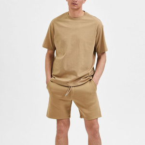 Ensemble décontracté deux pièces confortable pour homme, automne, short et t-shirt légers, ensemble short et t-shirt personnalisé avec couleur contrastée - Product Image 1