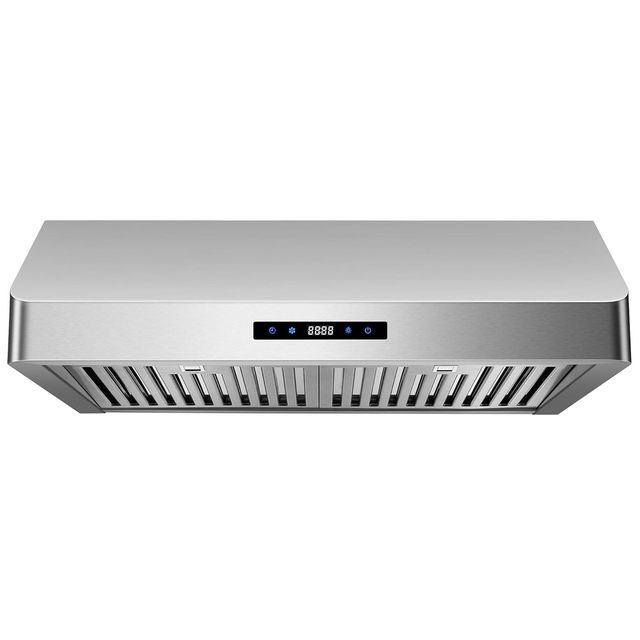 30-Inch Stainless Steel Touch Control Range Hood 600 CFM Exhaust Fan 3 Speeds with Time Settings Kitchen Cabinet Range Hood