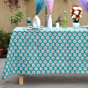 Printed Cotton Linen <b>Tablecloth</b> Square Modern Plant Pattern Outdoor Washable Teal Pink <b>Green</b> - Product Image 1