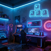 Fabricant d'enseignes néon personnalisées Neonawall, enseigne néon LED pour clavier WASD, lumière décorative murale USB pour salle de jeux, décoration de fête à domicile
