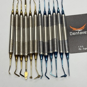 Dentavex – Kit professionnel de 6 instruments dentaires en acier inoxydable pour pose de composite, sculpture manuelle, avec poignée rembourrée, bleu - Product Image 4