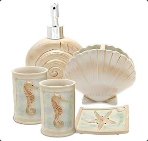 Juego de 5 Piezas de Conchas Marinas para Baño, Perfecto para Accesorios de Baño, Decoración de Tocador, Spa o Regalo con Temática Costera - Product Image 1