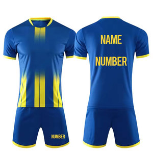 Ensemble de maillot de football américain bleu pour homme, manches courtes, col rond, évacuation de l'humidité, coupe athlétique, toutes saisons, impression sublimée personnalisée - Product Image 1