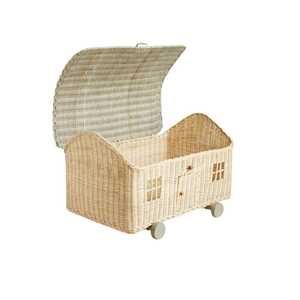 Panier de rangement en rotin tressé avec couvercle pour chambre de bébé, panier en rotin pour enfants, mobilier de chambre d'enfant - Product Image 3