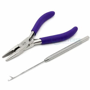 Alicates compactos de acero inoxidable de 5 pulgadas para extensiones de cabello, con mordaza dentada de 3.4mm de orificio completo, mango azul, ligeros y suaves. - Product Image 5