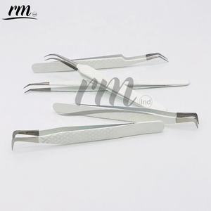 Pince à épiler pour cils en acier inoxydable, avec Logo personnalisé, produit de luxe blanc avec couleur argent, bon marché, vente en gros - Product Image 2