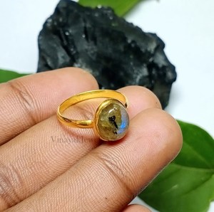 Nueva llegada Real 925 plata esterlina labradorita piedra preciosa Eternity Vermeil Oval 8x10mm anillo para mujer joyería fabricación India - Product Image 4