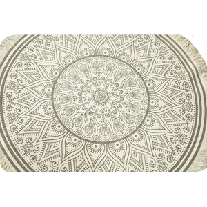 Alfombra Tejida a Mano Estilo Boho Mandala, Gris Carbón Neutro, de Algodón con Flecos y Pelo Corto para Decoración del Hogar - Product Image 5
