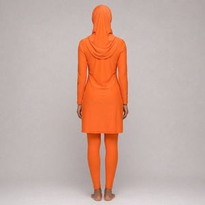Ensemble Burkini Modeste 4 Pièces Personnalisé pour Femme, Couverture Complète, Bikini Musulman Taille Haute, Longue Lanière, Couleur Contrastante, Protection Solaire, Taille OEM - Product Image 2