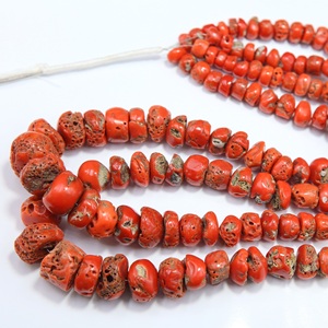 Perles rondes lisses en corail rouge italien, pierres précieuses naturelles en corail, brin pour la fabrication de colliers, bracelets et bijoux - Product Image 1