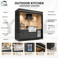 Unité de cuisine extérieure intelligente de luxe, îlot barbecue portable, armoire de cuisson au gaz et au charbon de bois, auvent électrique relevable pour jardin et bord de piscine