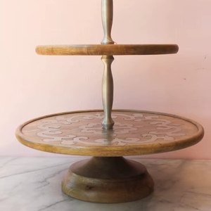 Large Two Tier Wooden Cake Stand For Dessert Table Decoration And <b>Cupcake</b> Display For Parties - Product Image 1