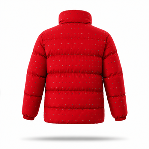 Custom Men's Red Puffer Jacket Winter Quilted <b>Bubble</b> <b>Coat</b> Lightweight Warm Insulated Zip-Up Jacket OEM ODM Wholesale Manufacture - Product Image 3