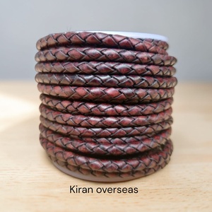 Bolo <b>Braided</b> Genuine Leather <b>Cord</b> with Snap Closure Durable 5mm Red Brown Color for Men All Seasons Accessories - Product Image 1