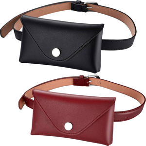 Unisex Leather Waist Bag With Button Closure For Daily Use Red And Black Colors - Product Image 5