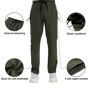 Pantalon décontracté en toile respirante pour hommes – Coupe ajustée, grandes tailles, taille élastique, imperméable et séchage rapide - Product Image 6
