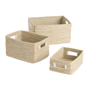 <b>Rustic</b> Seagrass Storage Basket Handwoven in Vietnam, Premium Quality Woven Storage Organizers Wholesale Supplier - Product Image 1
