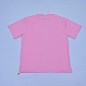 เสื้อยืดแขนสั้นสีชมพูคุณภาพสูงสำหรับผู้ชาย ทรงโอเวอร์ไซส์ คอโอ ทรงปกติ สไตล์สตรีท ผ้าเจอร์ซีย์คอตตอน 100% - Product Image 4
