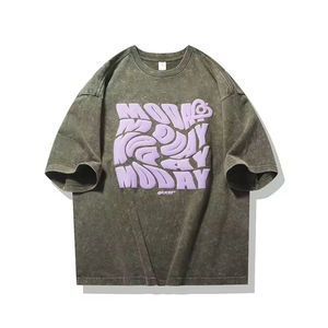 Camiseta de marca de ropa de peso pesado con estampado serigrafiado y logo en relieve, en stock - Product Image 2
