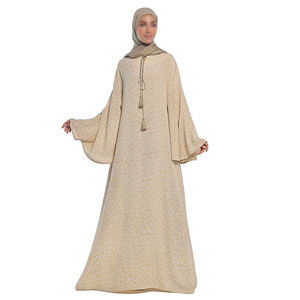 Elegante Abaya para Mujer, Transpirable, de Polietersulfona Sedosa, Manga Larga, Ligera, Vestido Musulmán con Diseños Personalizados - Product Image 1