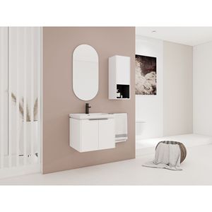 Mobile Bagno Sospeso da 24 Pollici con Lavabo in Ceramica e Armadietto Laterale, Ante con Chiusura Ammortizzata, Combinazione Mobiletto (Pacchetto KD) - Product Image 3