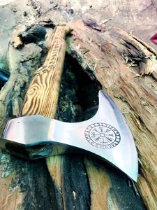 Handmade <b>Axe</b> D2 Steel Blade Wood <b>Handle</b> With Leather Sheath Outdoor Knife - Product Image 3