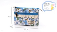 Porte-monnaie pour filles en tissu de coton respirant à 4 couches, style pastoral floral, avec double fermeture éclair, anti-vol, motif Année du Cheval