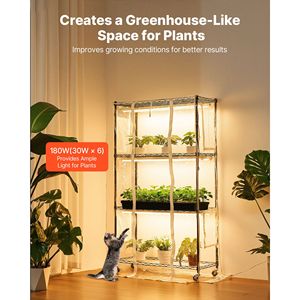 Invernadero Interior de 59 Pulgadas de Alto y 4 Niveles con Luz de Cultivo de Espectro Completo de 180W, Temporizador, Higrómetro y Cubierta Transparente, Soporte de Plástico para Plantas - Product Image 2