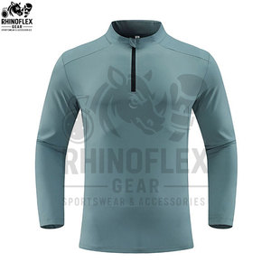 Wholesale Windproof Breathable Half <b>ZIP</b> Stand Collar Long Sleeve High Fitness T-<b>shirts</b> For Men - Product Image 5