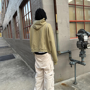 Sudadera con capucha oversize para hombre con cremallera, lavado ácido, bordado, patchwork, pedrería y apliques de mono, estilo moda urbana otoño 2026 - Product Image 3