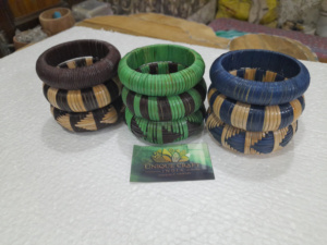 OEM pulseras de mimbre al por mayor Declaración hecha a mano Pulsera gruesa Tejido Paja Mimbre Trenza Ratán - Product Image 5