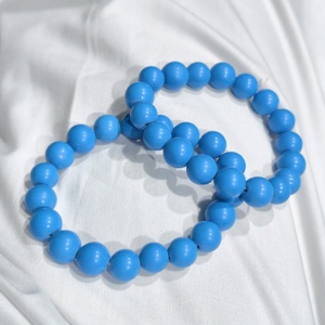 Bracelet extensible turquoise de 7 pouces, bracelet élastique à perles rondes - Product Image 4
