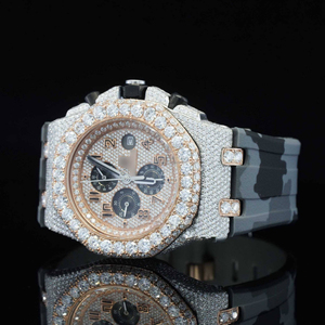 Reloj de Pulsera Analógico de Lujo para Hombre TG Negro con Incrustaciones de Diamantes Moissanite de Alta Calidad, Completamente Engastado, Elegante para Fiestas - Product Image 3