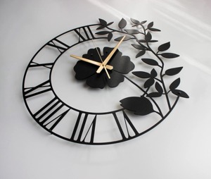 Modern Black Metal <b>Wall</b> <b>Clock</b> with Flower and Semi Circle Pattern Elegant <b>Wall</b> <b>Decor</b> <b>Clock</b> for Home Office and Gifting Purpose - Product Image 6