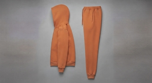 Conjunto Deportivo Informal de Dos Piezas, Sudadera con Capucha y Pantalones Jogger, Mezcla de Algodón Grueso Color Naranja, con Cierre - Product Image 2